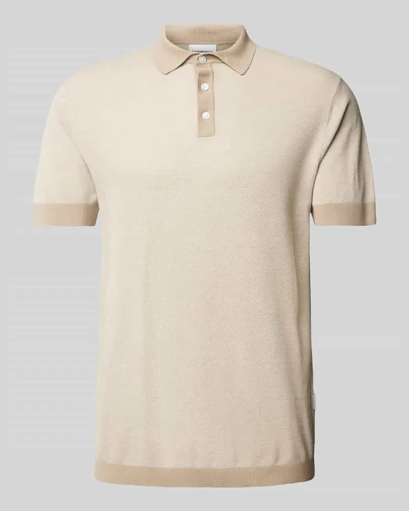 Lindbergh Slim Fit Poloshirt mit Knopfleiste Beige