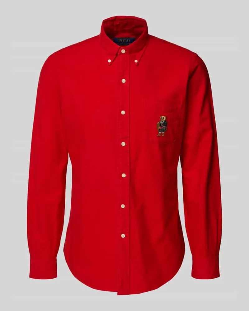 Ralph Lauren Custom Fit Freizeithemd mit Motiv-Stitching Rot