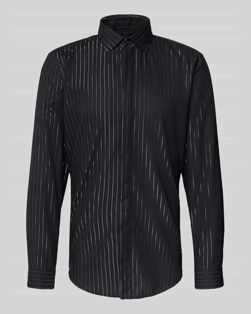 JAKE*S Slim Fit Business-Hemd mit Kentkragen Black