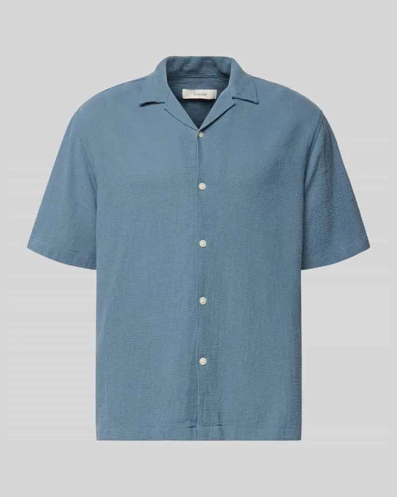 Selected Homme Relaxed Fit Freizeithemd aus reiner Baumwolle Modell 'RLXCAL Rauchblau