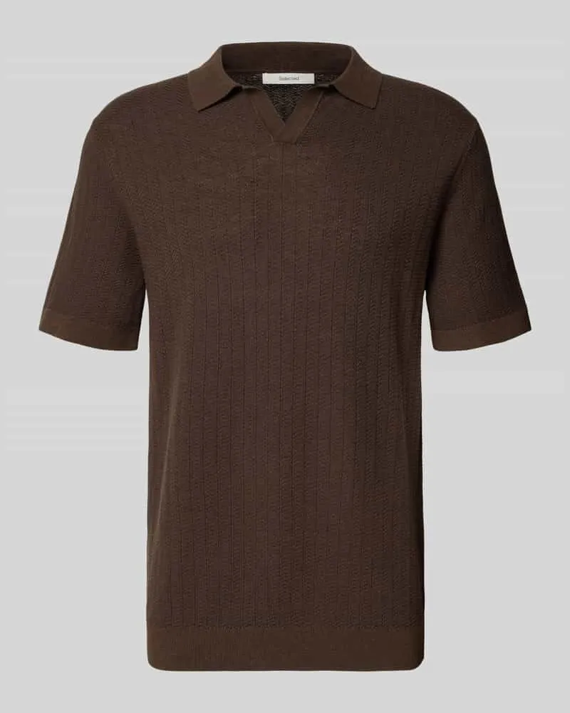 Selected Homme Regular Fit Poloshirt aus Baumwoll-Leinen-Mix Modell 'MATTIS Dunkelbraun