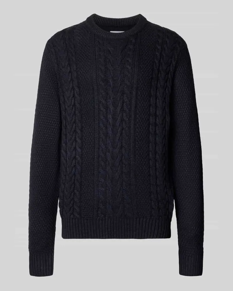 Jack & Jones Regular Fit Strickpullover aus Baumwoll-Mix Modell 'JAMES Marine