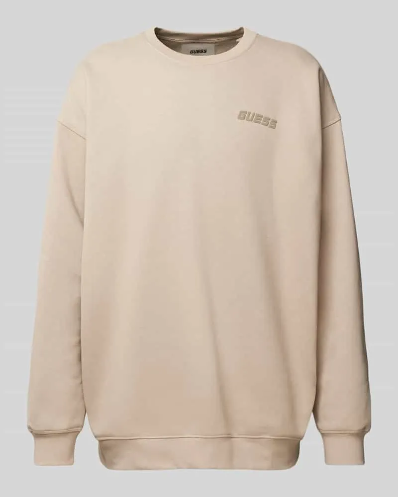 Guess Sweatshirt mit Label-Print Modell 'EMIS Beige