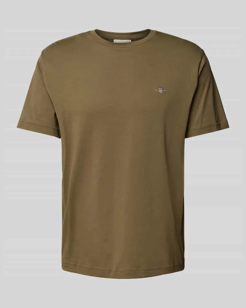 Gant T-Shirt mit Label-Stitching Oliv