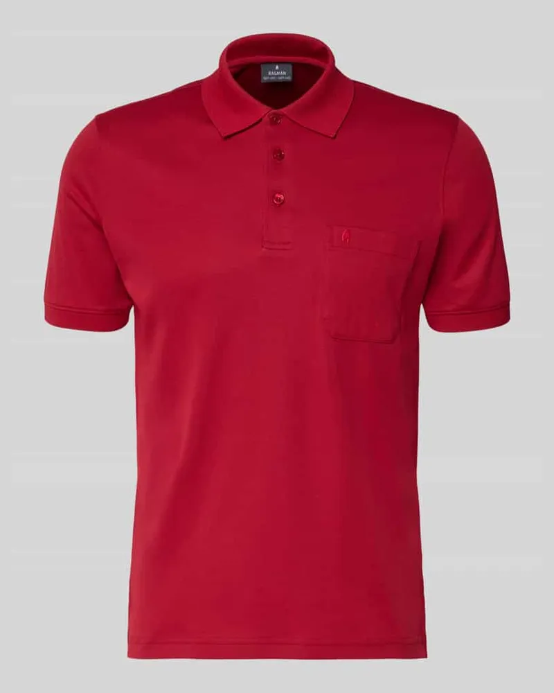 Ragman Regular Fit Poloshirt mit Brusttasche Rot
