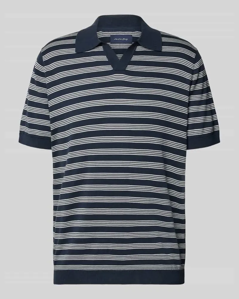 Christian Berg Regular Fit Poloshirt mit V-Ausschnitt Marine