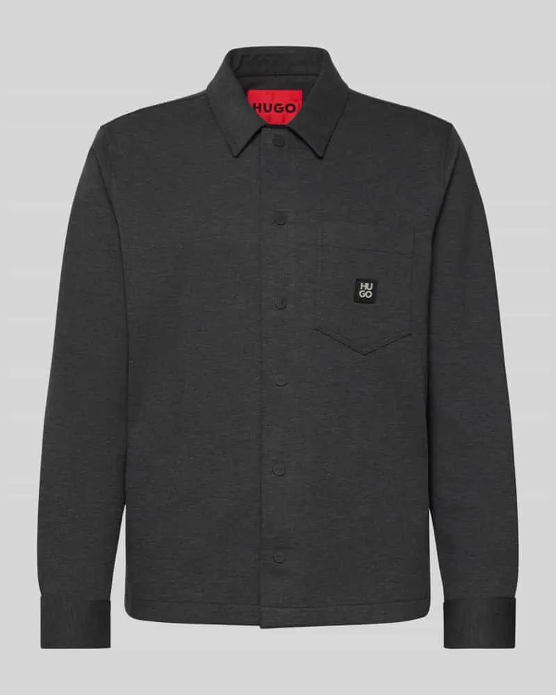 HUGO BOSS Oversized Hemdjacke aus Baumwoll-Mix Modell 'ENASO Anthrazit