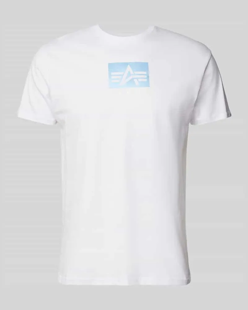 Alpha Industries T-Shirt mit Label-Print Weiss