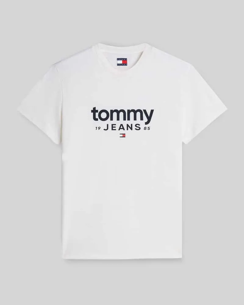 Tommy Hilfiger Relaxed Fit T-Shirt aus reiner Baumwolle mit Label-Schriftzug Weiss