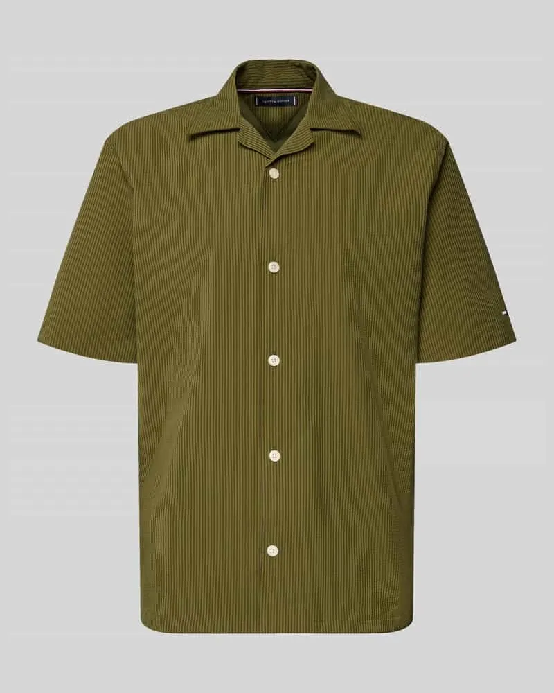Tommy Hilfiger Relaxed Fit Freizeithemd aus Seersucker-Material Khaki