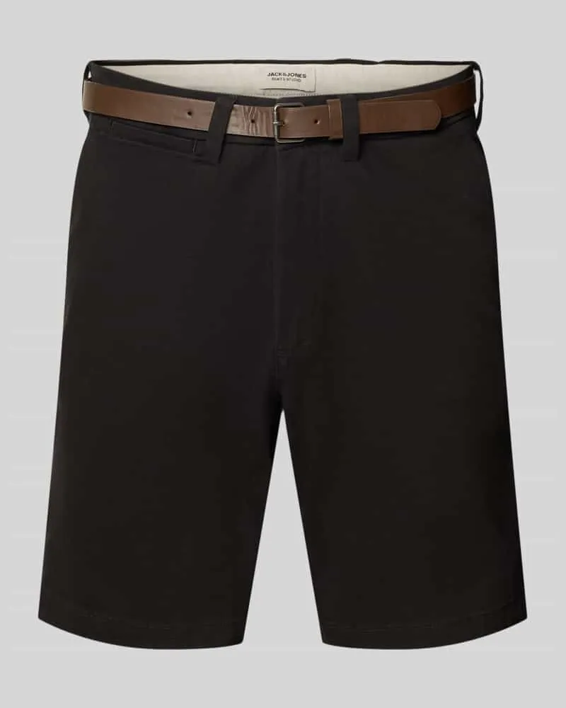 Jack & Jones Straight Fit Shorts mit abnehmbarem Gürtel Modell 'Adam Black