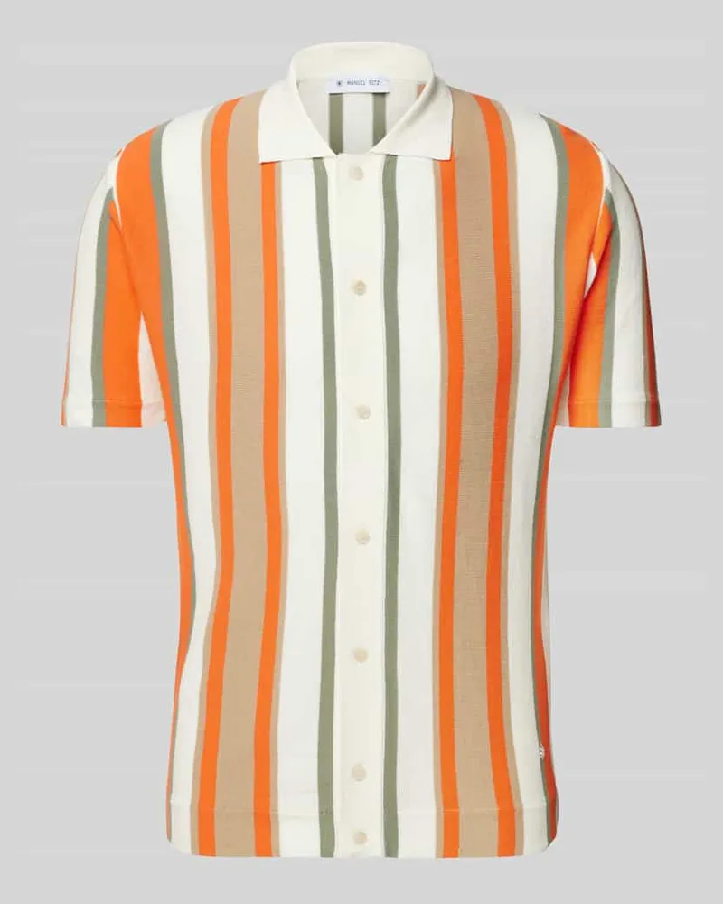 Manuel Ritz Regular Fit Poloshirt mit durchgehender Knopfleiste Orange