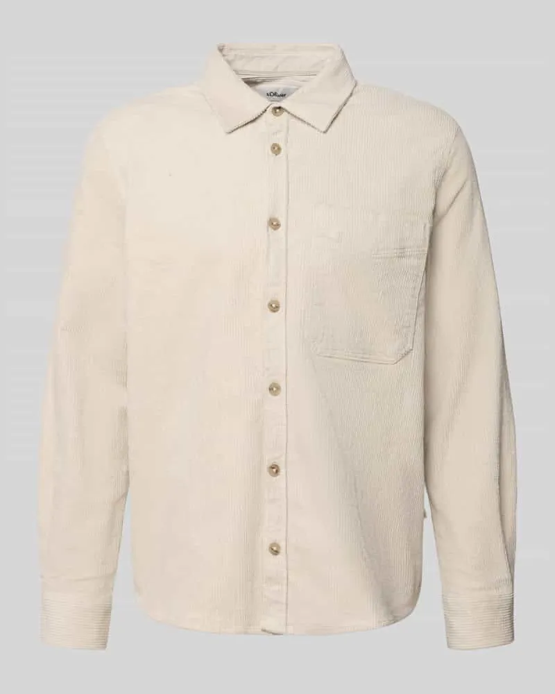 S.Oliver Comfort Fit Hemdjacke aus Baumwoll-Mix Beige