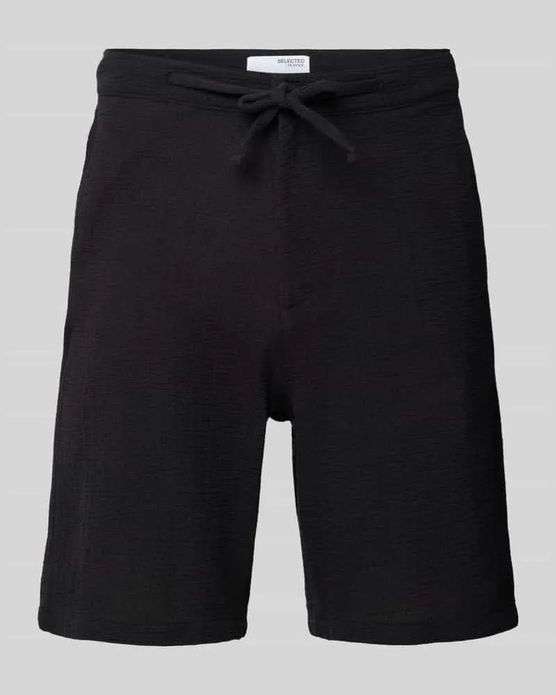 Selected Homme Regular Fit Bermudas mit Strukturmuster Modell 'BRODY Black
