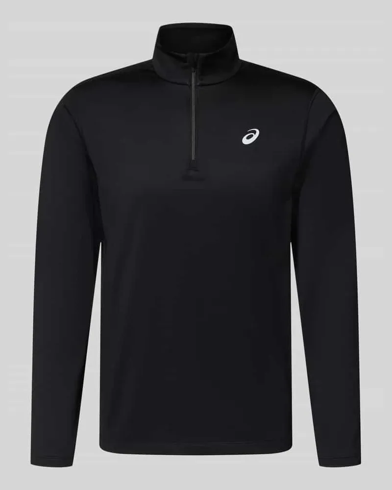 Asics Funktionsshirt mit Logo und Reißverschluss Black