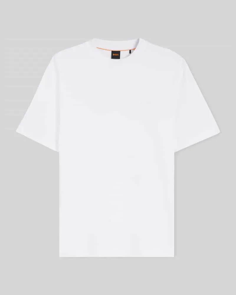 HUGO BOSS Regular Fit T-Shirt aus reiner Baumwolle Modell 'TE_INTERLOCK Weiss