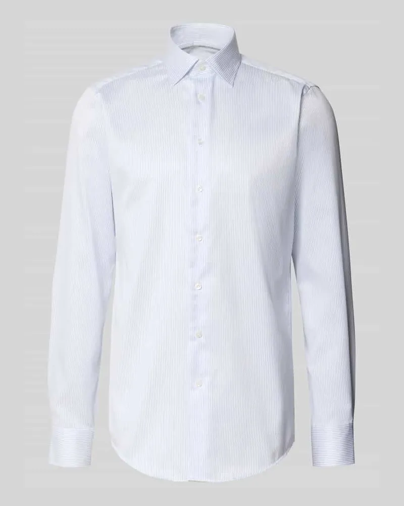 Christian Berg Extralanges Regular Fit Business-Hemd mit Kentkragen Bleu