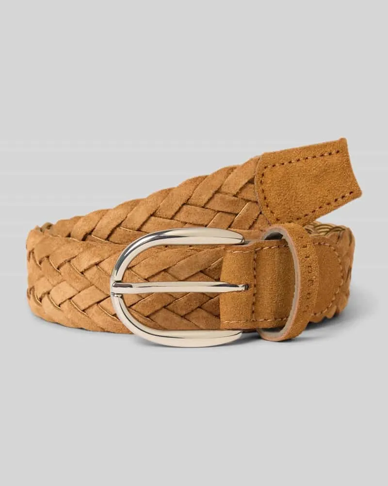 Bugatti Gürtel in Flecht-Optik mit Logo-Detail Cognac