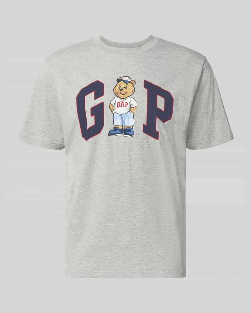 GAP Regular Fit T-Shirt mit Logo-Print Mittelgrau