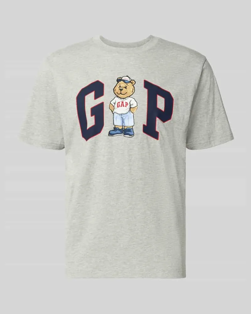 GAP Regular Fit T-Shirt mit Logo-Print Mittelgrau