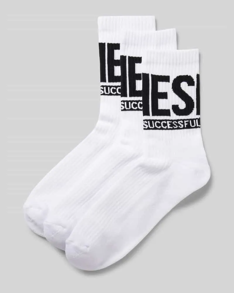 Diesel Socken mit Label-Print im 3er-Pack Weiss