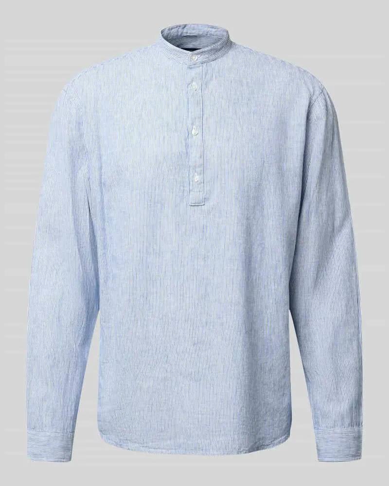 McNeal Regular Fit Freizeithemd aus Leinen-Baumwoll-Mix Marine