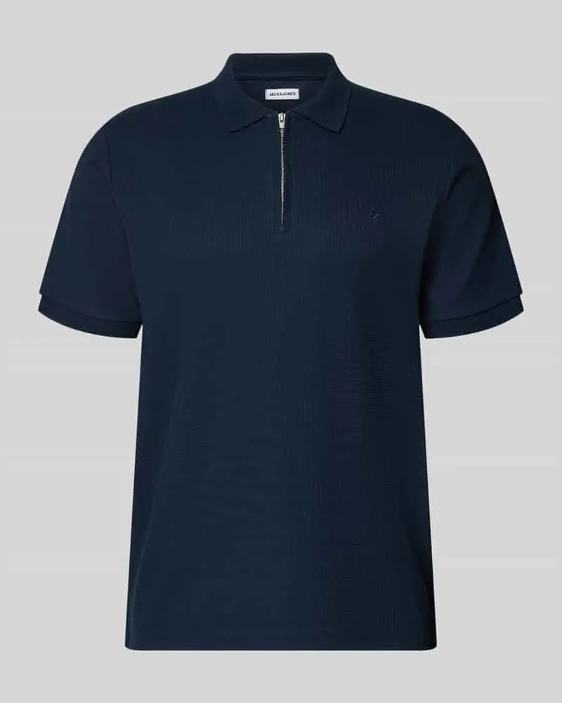 Jack & Jones Regular Fit Poloshirt mit Reißverschluss Modell 'AUSTIN Marine