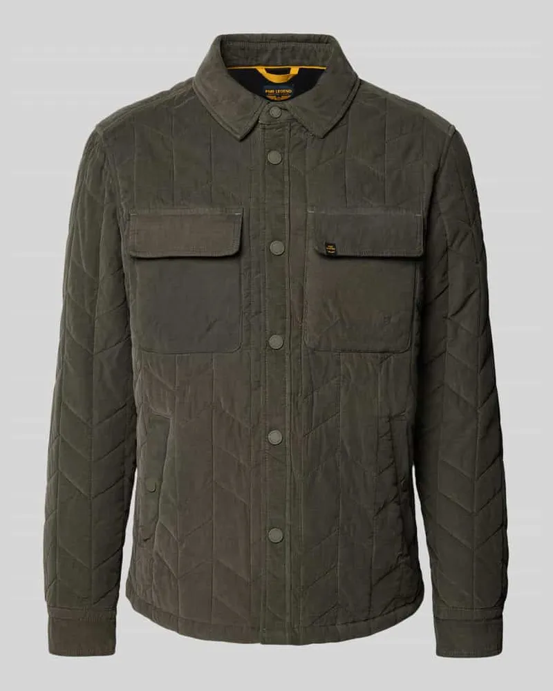 PME Legend Regular Fit Hemdjacke mit Brusttaschen Mittelgrau