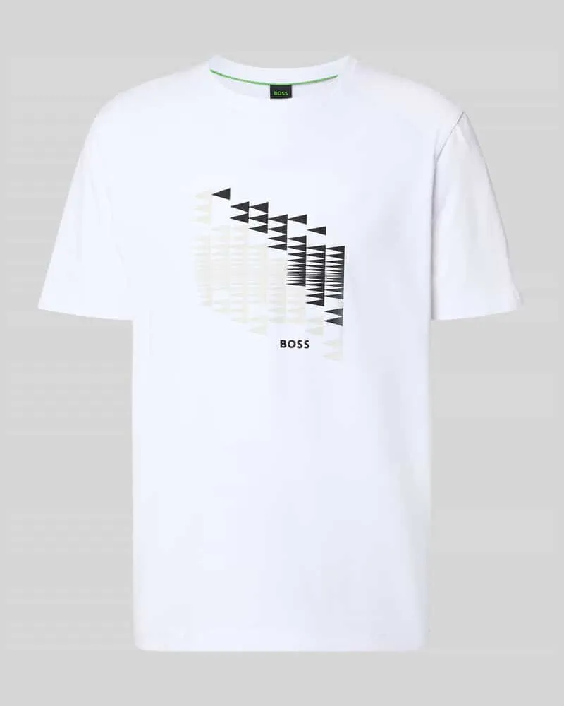 HUGO BOSS Relaxed Fit T-Shirt aus Baumwoll-Mix Modell 'TS_NETWORK FLAG Weiss