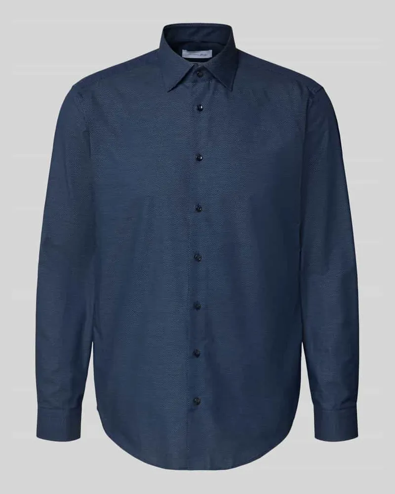 Christian Berg Regular Fit Business-Hemd aus Baumwolle mit Kentkragen Marine