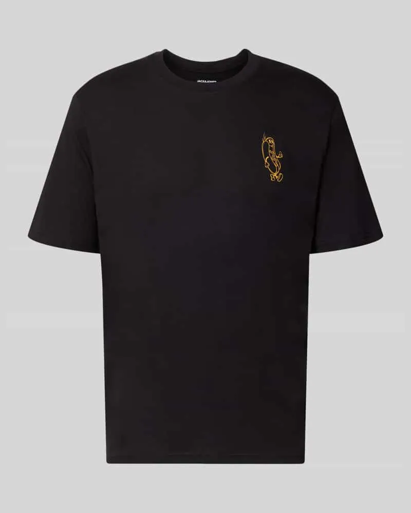 Jack & Jones Regular Fit T-Shirt aus reiner Baumwolle Modell 'BREWY Black