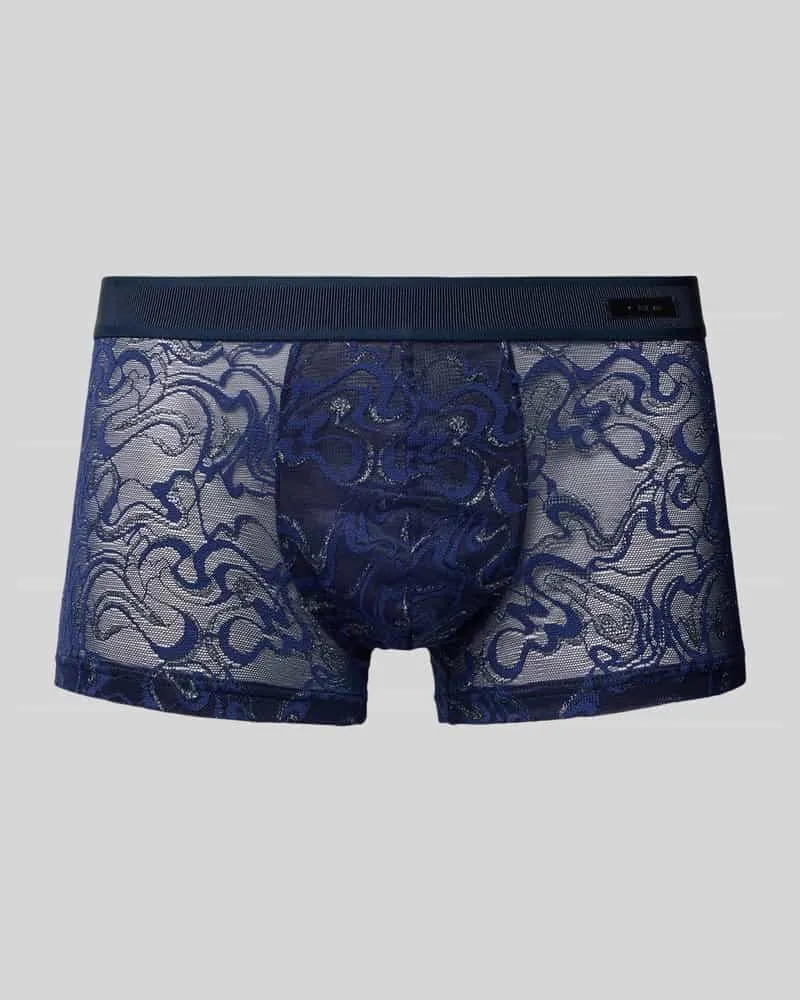 HOM Slim Fit Trunks mit Logo-Detail Dunkelblau