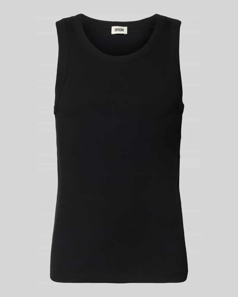 Drykorn Top aus Feinripp mit Rundhalsausschnitt Modell 'NATHAN Black