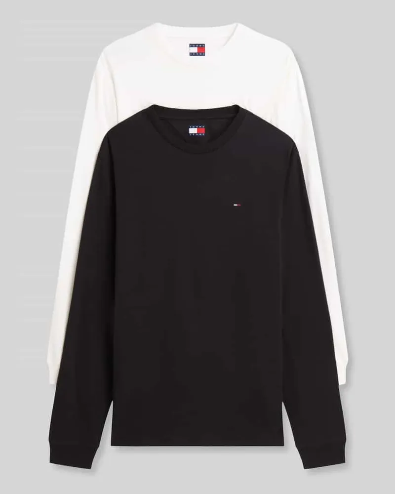 Tommy Hilfiger Regular Fit Langarmshirts aus reiner Baumwolle im 2er-Pack Offwhite