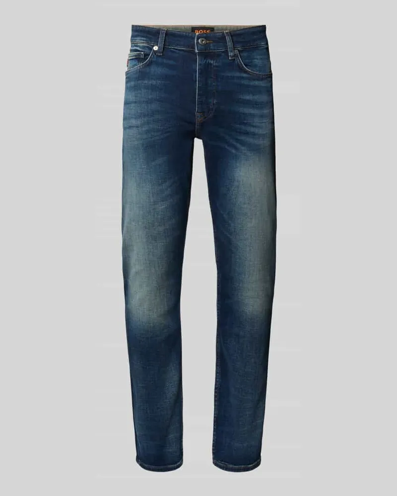 HUGO BOSS Slim Fit Jeans mit Label-Patch Modell 'DELAWARE BO Blau