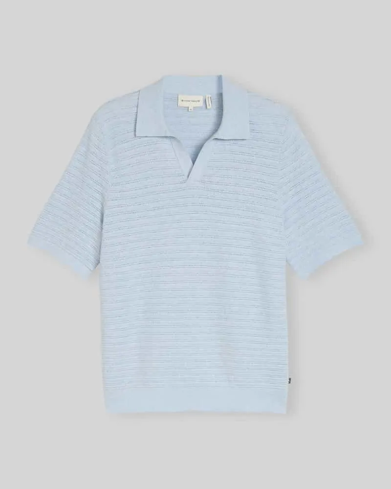 Tom Tailor Regular Fit Poloshirt aus Baumwoll-Leinen-Mix Hellblau