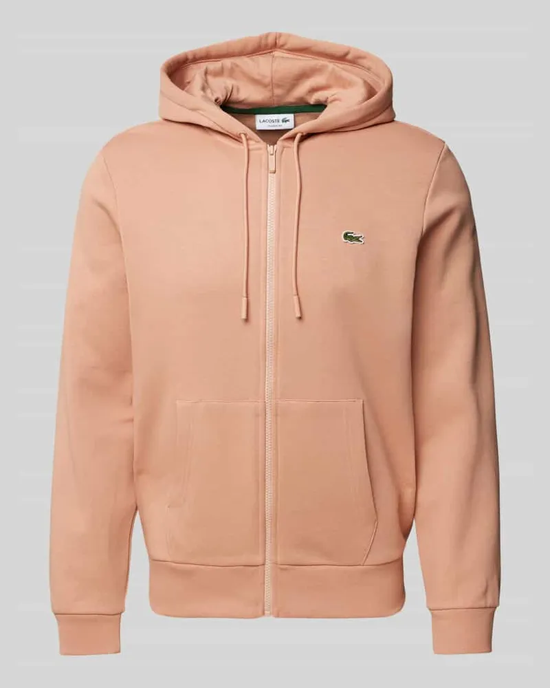 Lacoste Sweatjacke mit Label-Patch Rostrot