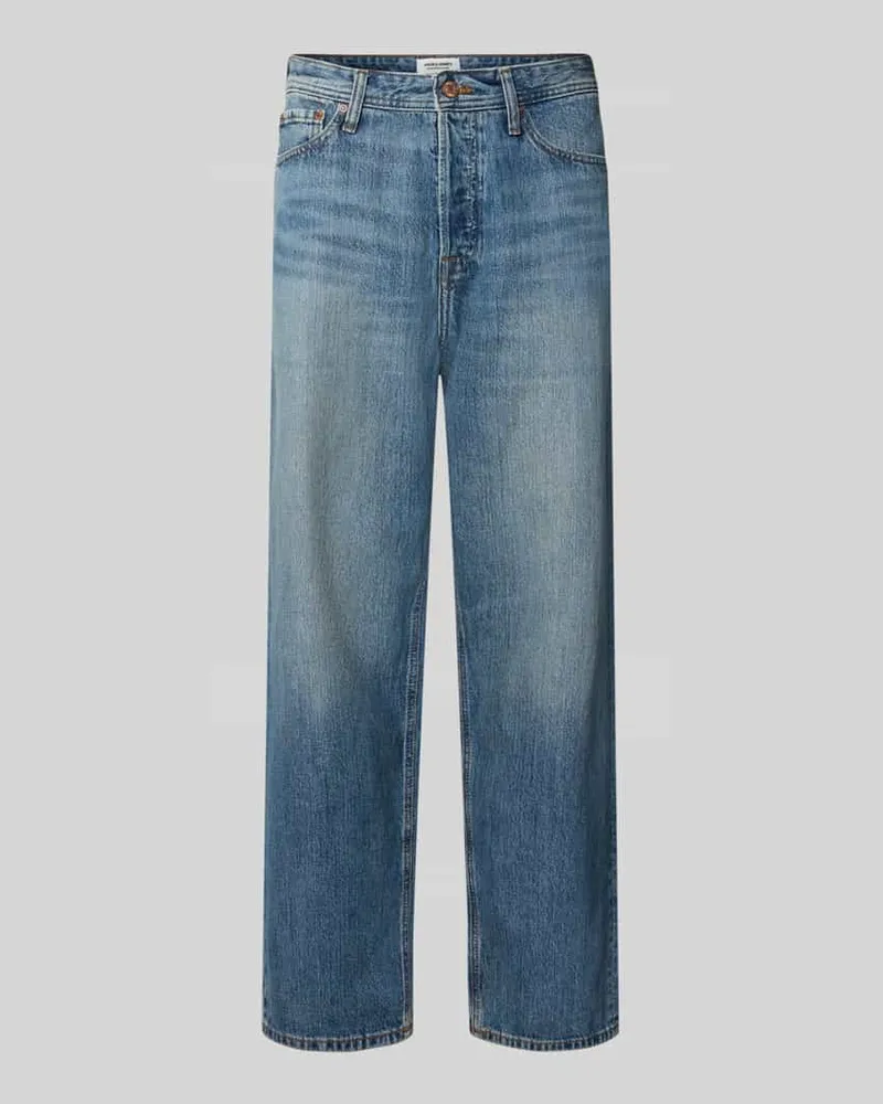 Jack & Jones Straight Fit Jeans aus reiner Baumwolle Modell 'ALEX Jeansblau