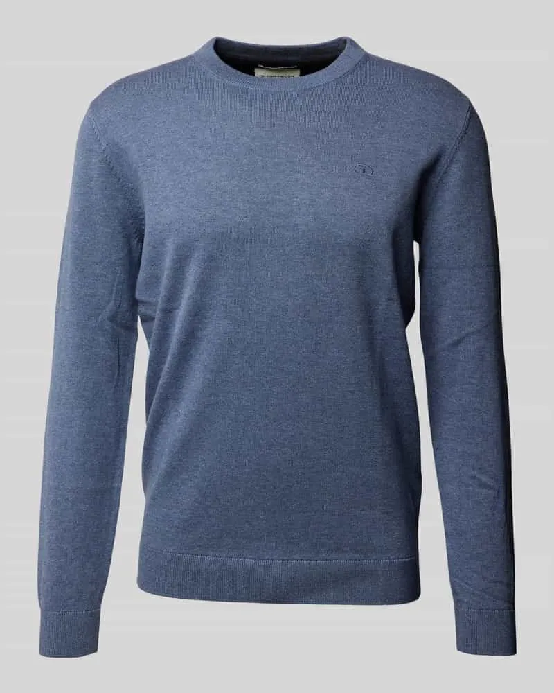 Tom Tailor Regular Fit Strickpullover aus reiner Baumwolle mit Rundhalsausschnitt Rauchblau