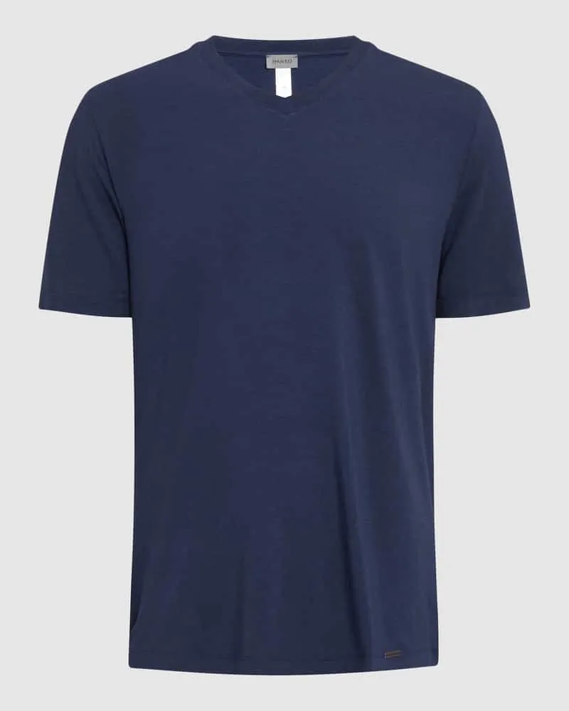 Hanro T-Shirt mit geripptem V-Ausschnitt 