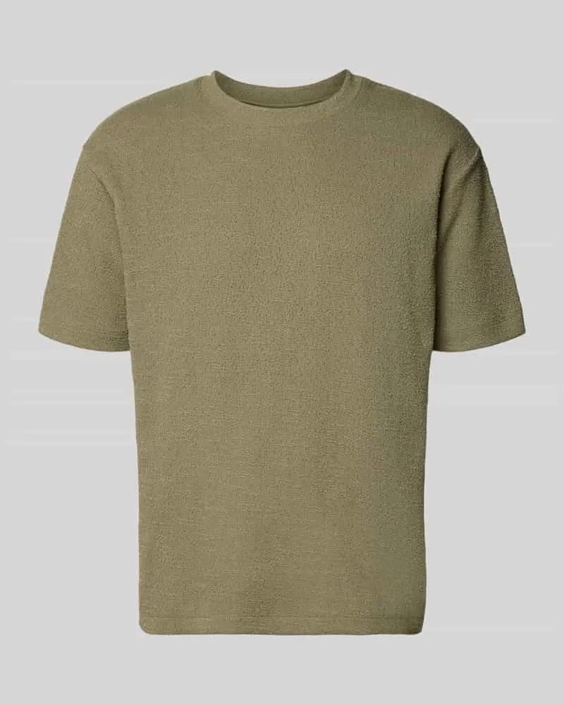 Marc O'Polo Relaxed Fit T-Shirt aus Baumwoll-Mix in Bouclé-Optik Taupe