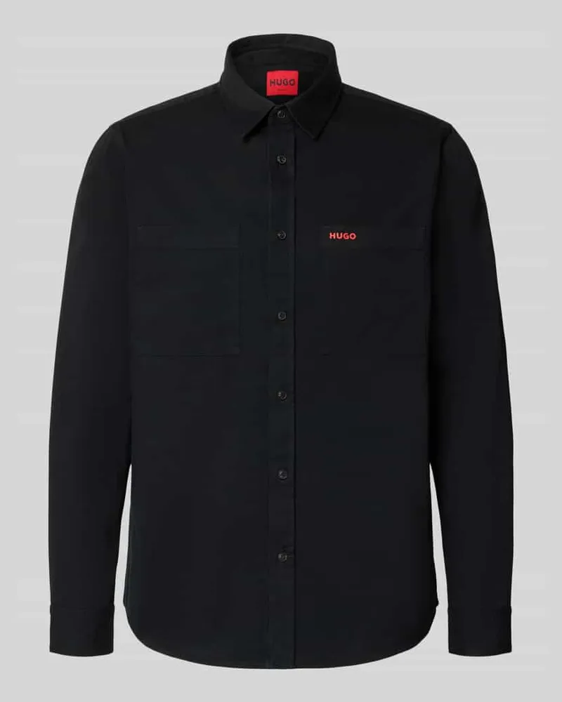HUGO BOSS Straight Fit Hemdjacke aus Baumwolle Modell 'Egrin Black