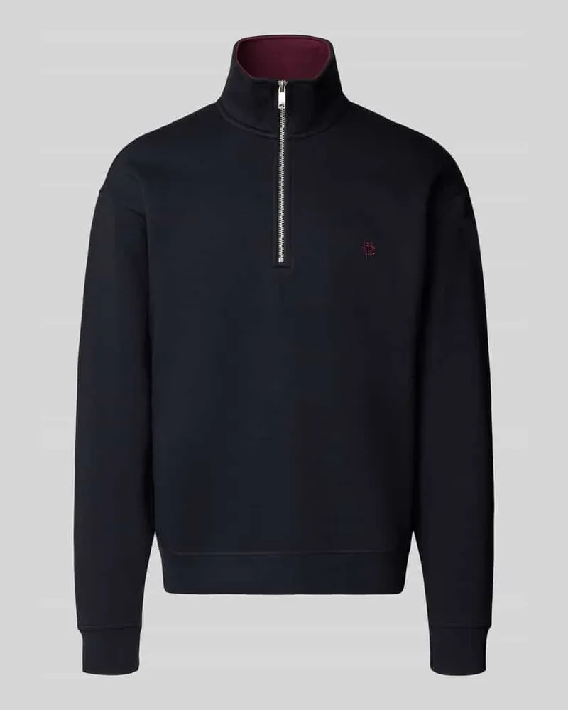 McNeal Relaxed Fit Troyer aus Baumwoll-Mix mit Troyer-Kragen Black