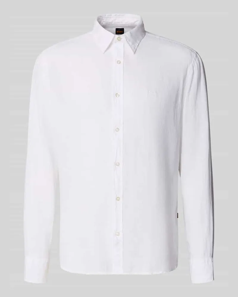 HUGO BOSS Regular Fit Freizeithemd aus reinem Leinen Modell 'RELEGANT Weiss