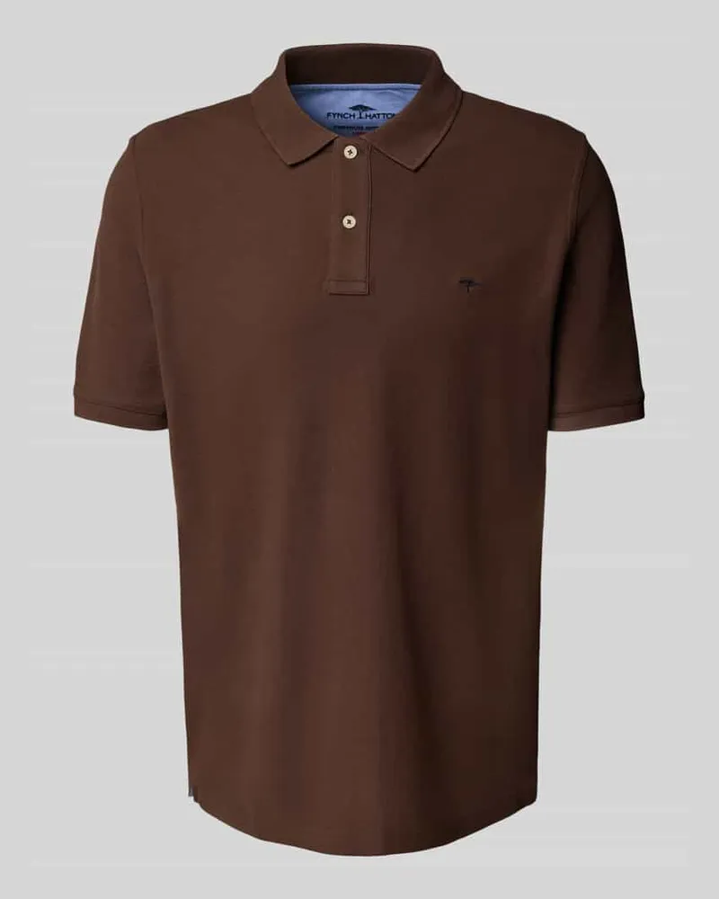 Fynch-Hatton Regular Fit Poloshirt mit Logo-Stitching Mittelbraun