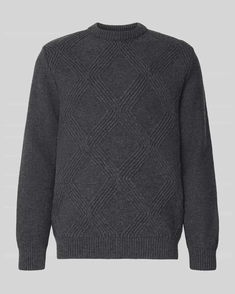 forét Strickpullover mit gerippten Abschlüssen Dunkelgrau