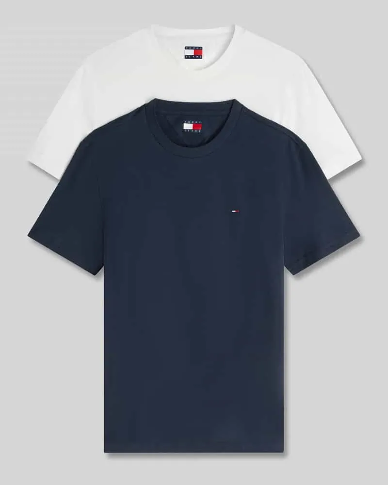 Tommy Hilfiger Slim Fit T-Shirts aus reiner Baumwolle im 2er-Pack Marine