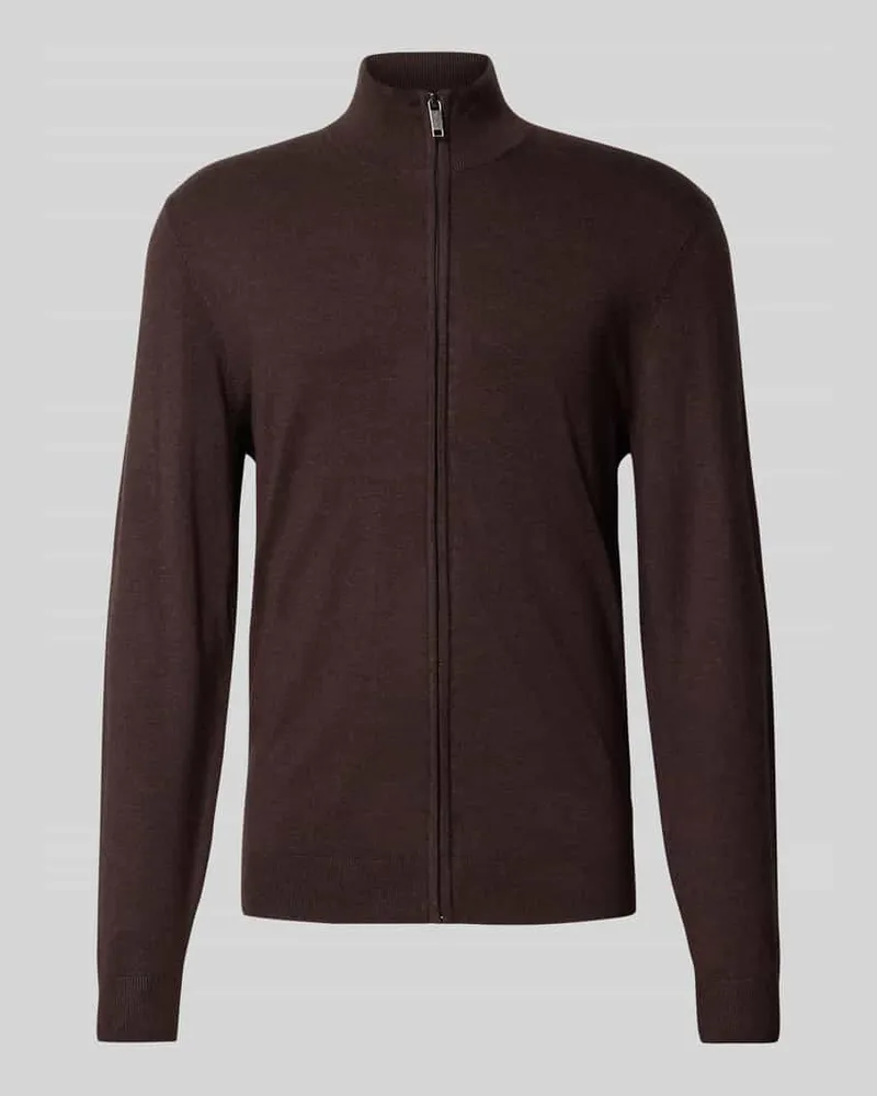 McNeal Slim Fit Strickjacke aus Viskose-Mix mit Reißverschluss 