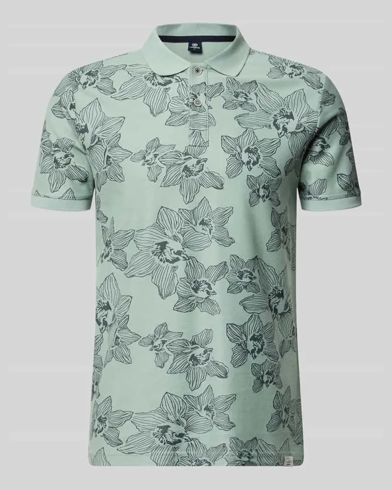 Lerros Slim Fit Poloshirt mit floralem Allover-Print Lind