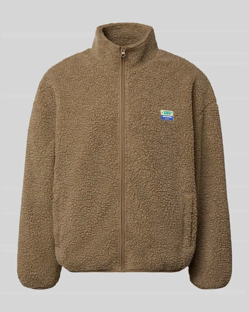 American Vintage Regular Fit Sweatjacke mit Logo-Patch Modell 'HOKTOWN Sand